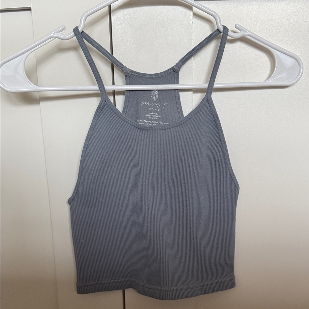 Free People Movement: Gray Ribbed Tank Top
